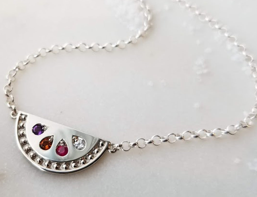White Gold Watermelon Family Pendant