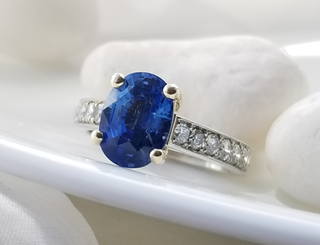 Contemporary Inspired Blue Sapphire And Diamond Ring