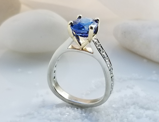 Contemporary Inspired Blue Sapphire And Diamond Ring