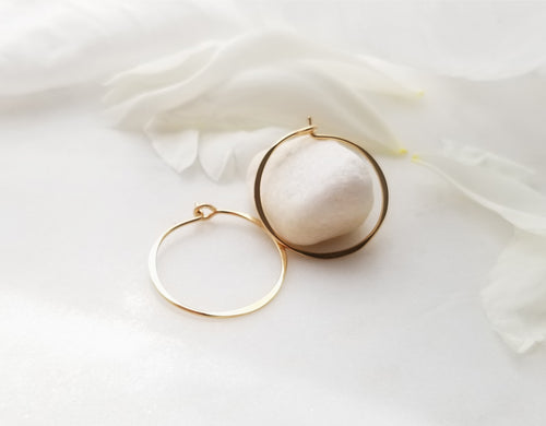 Small Round Hoop Earrings Yellow Gold Filled