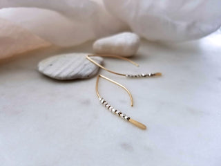 Fail Jewelry 14K Yellow Gold Filled and Sterling Silver Small Beaded Crescent Earrings