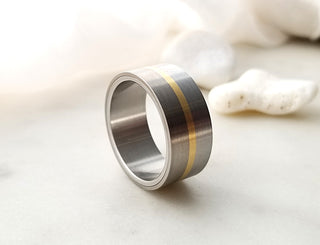 Yellow Gold, Titanium and Stainless Steel Band
