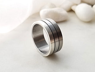 Tri-Tone and Sterling Silver Band
