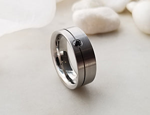 Stainless Steel Band With Black Diamond