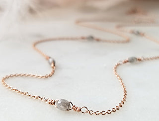 Rose Gold Necklace With Grey Diamonds