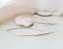 Load image into Gallery viewer, Medium Beaded Crescent Earrings Yellow Gold Filled