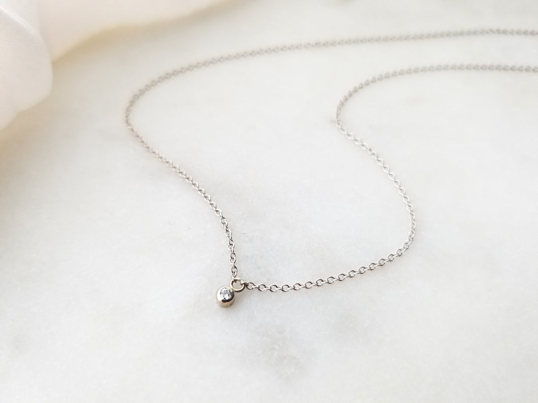 Jen Leddy White Gold Petite Diamond Necklace