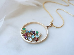 Family Concept Inspired Colored Stone Pendant