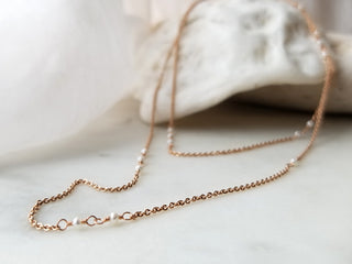 Rose Gold Long Multi-Pearl Necklace