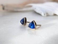Load image into Gallery viewer, Blue Sapphire Stud Earrings