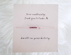 Mai Lin "Love Endlessly..." Bracelet On Light Pink Silk Thread