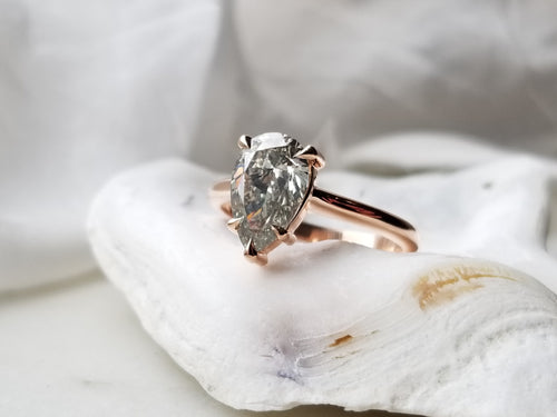Natural Fancy Gray Pear Shaped Diamond Ring