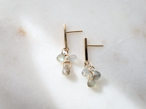 Melissa Joy Manning Labradorite Gold Bar Earrings