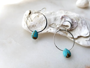 Melissa Joy Manning Turquoise Drop Hoop Earrings