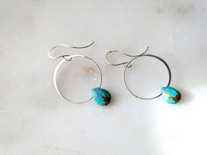 Melissa Joy Manning Turquoise Drop Hoop Earrings