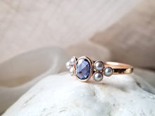Load image into Gallery viewer, Sapphire and Pearl Trio Ring