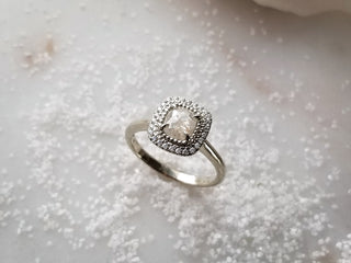 Milky White Cushion Rose Cut Diamond Ring