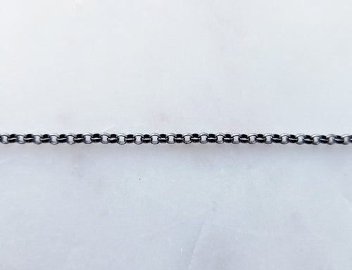 18 Inch Oxidized Sterling Silver Rolo Chain - N7333