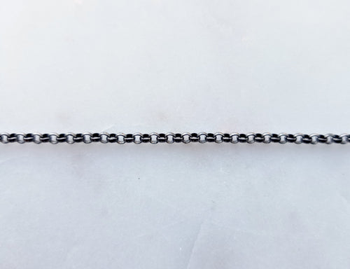 16 Inch Oxidized Sterling Silver Rolo Chain - N7333