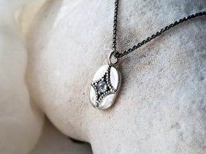 Beaded Salt and Pepper Diamond Pendant