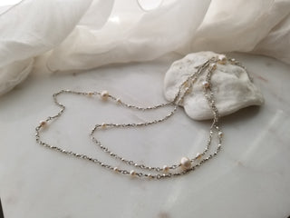 Long Thai Silver And Pearl Necklace