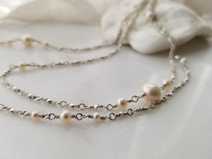 Jen Leddy Long Thai Silver And Pearl Necklace