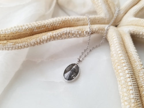 Oval Grey Salt & Pepper Diamond Pendant