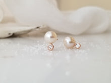 Load image into Gallery viewer, Pearl And Diamond Stud Earrings