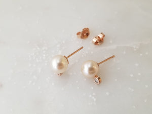 Pearl And Diamond Stud Earrings