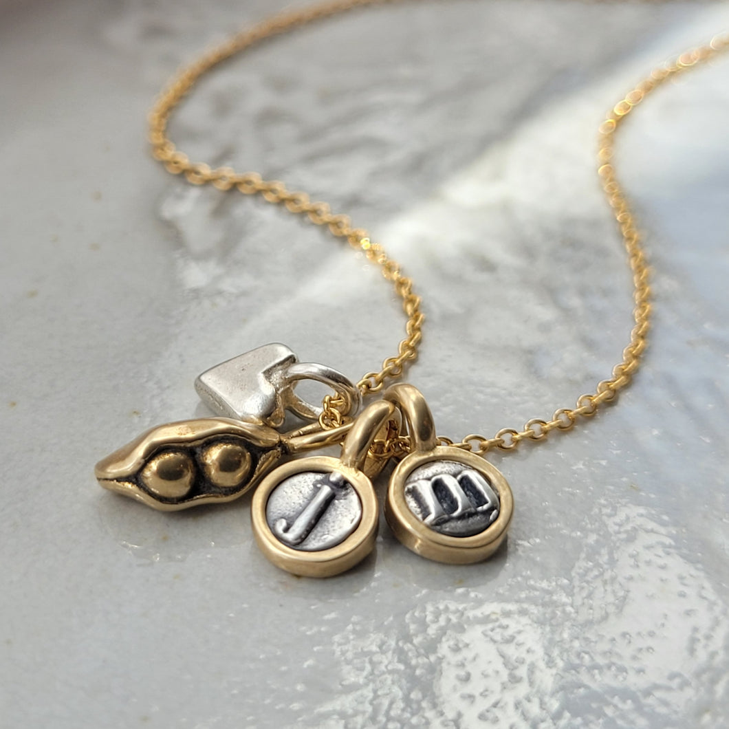 Marmalade Designs Two Bronze Peapod Love Charm Necklace Set