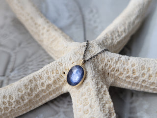 Rose Cut Blue Sapphire Necklace