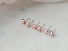 Load image into Gallery viewer, Rose Gold Freshwater Pink Pearl Studs
