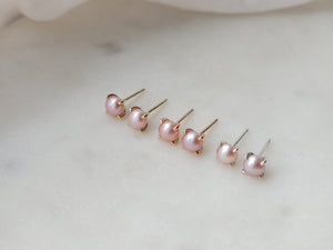 Yellow Gold Freshwater Pink Pearl Studs