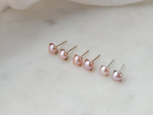 Rose Gold Freshwater Pink Pearl Studs