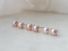 Load image into Gallery viewer, Rose Gold Freshwater Pink Pearl Studs