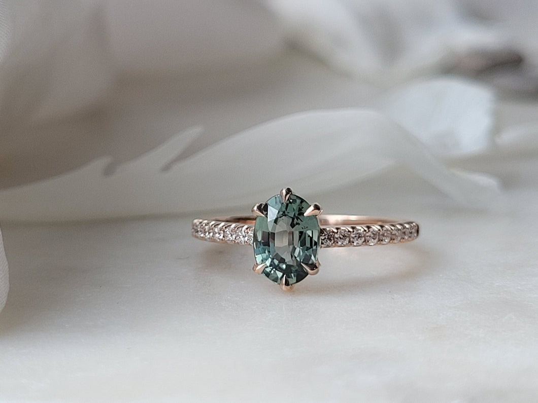 Teal Green Sapphire Ring