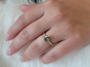 Teal Green Sapphire Ring