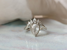 Load image into Gallery viewer, Milky White Rose Cut Diamond Curved V-Ring