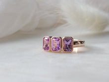 Load image into Gallery viewer, Rectangular Trio Sapphire Ring