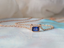 Load image into Gallery viewer, Rectangle Cushion Cut Blue Sapphire Necklace