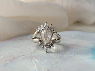 Milky White Rose Cut Diamond Curved V-Ring