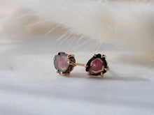 Load image into Gallery viewer, Rose Gold Watermelon Tourmaline Slice Stud Earrings