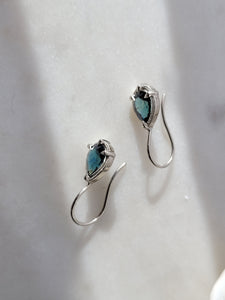 Pear Shaped Teal Sapphire Drop Earrings