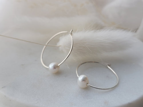 Melissa Joy Manning Pearl Hammered Hoop Earrings