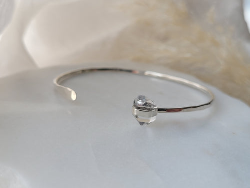 Melissa Joy Manning Herkimer Quartz Diamond Cuff Bracelet