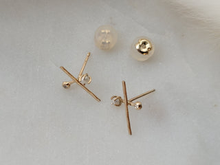 White Diamond and Pearl Jacks Earrings