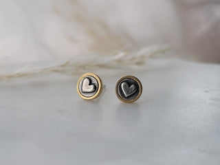 Marmalade Designs Bronze and Sterling Silver "Heart" Studs