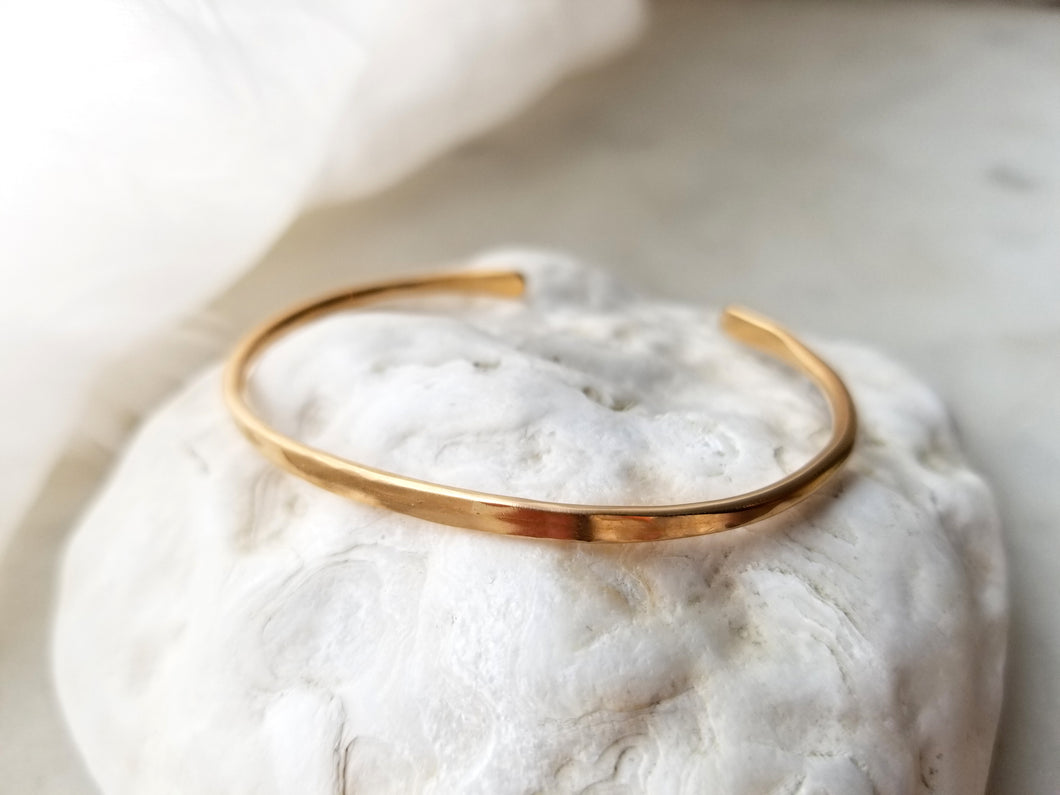 Medium Simple Forged Cuff Bracelet Yellow Gold Filled