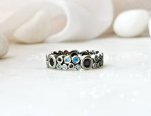 Load image into Gallery viewer, Bubble Ring With Blue and Black Diamonds