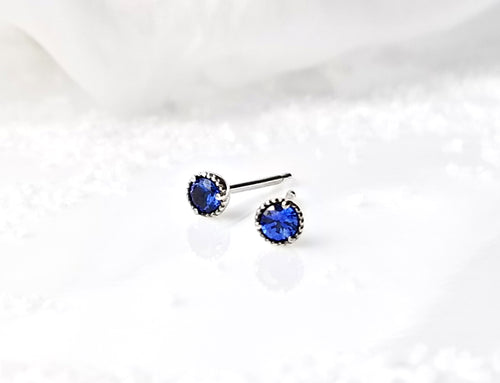 Mini Blue Sapphire Stud Earrings